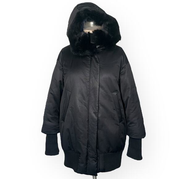 STEVEN ALAN Cocoon Puffer Jacket Lamb Shearling Fur Jacket Feather Down Relaxed - Picture 7 of 14